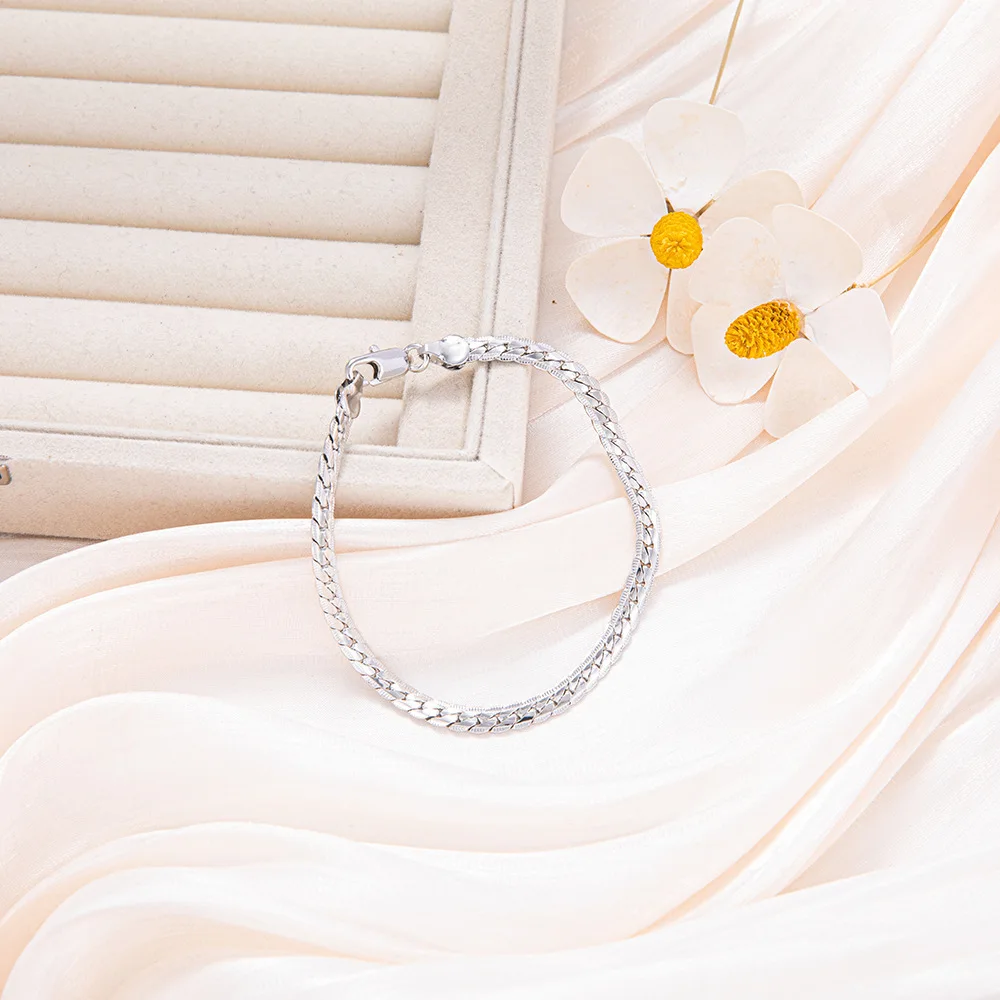 Korean fashion 925 Sterling Silver originality 5MM Braided Bracelets For Women Men Wedding Party Affordable Jewelry charms Gifts