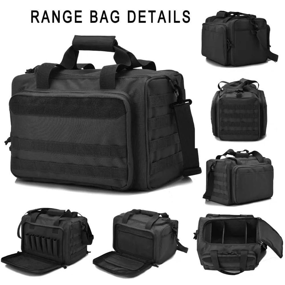 Gun Storage Range Bag Molle Hunting Bag Pistol Magazine Handbag Tool Shoulder Pack Duffle Pouch for Hunting Training Shooting