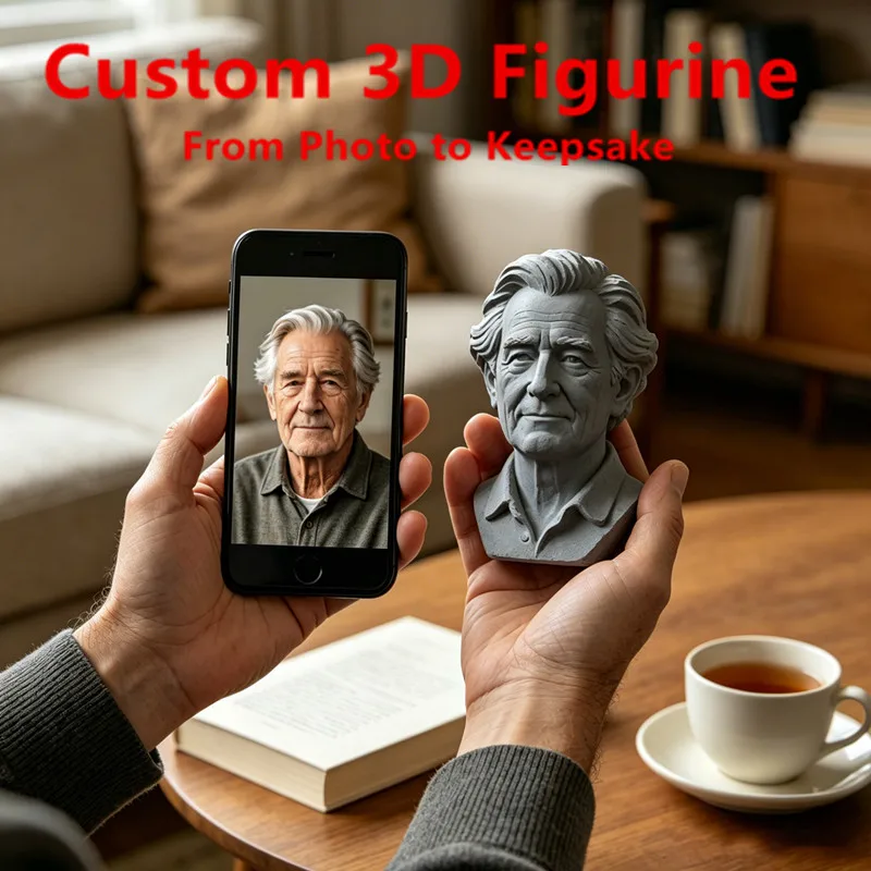 Custom Photo 3D Printed Bust Portrait, Personalized 3D Head Sculpture, One-of-a-Kind Memorial & Birthday Gift