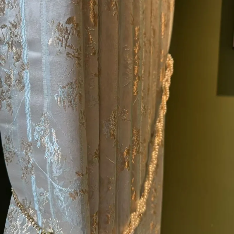 European High-precision Jacquard Fabric Yarn-dyed Gilt Curtains for Living Dining Room Bedroom Custom Size Luxury Decoration