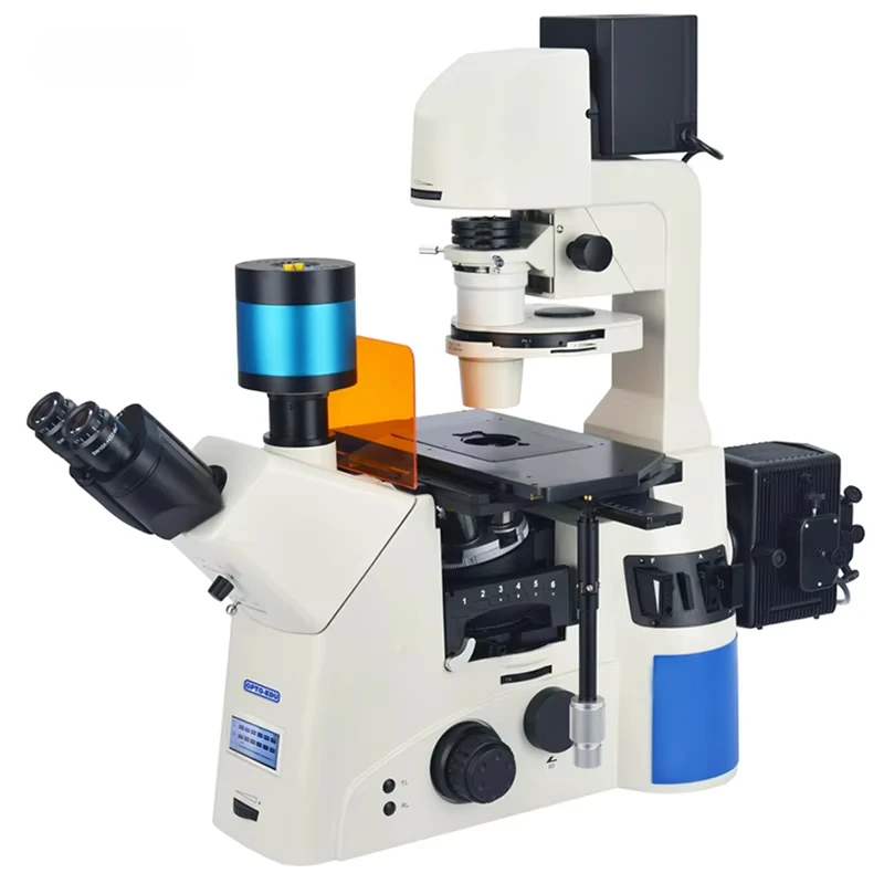 OPTO-EDU A16.1097 LCD Touch Screen Semi-APO Trinocular 12V100W Halogen Inverted Laboratory Fluorescent Microscope