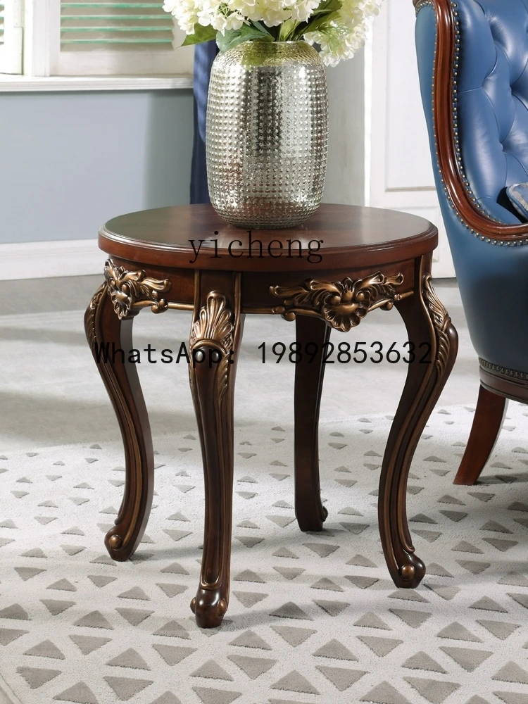 Sofa Middle Small Coffee Table Simple Side Table round Table Bedroom Retro Carving Creative