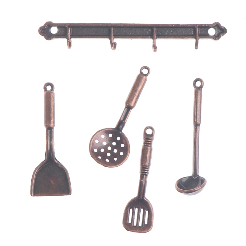 Accesorios en miniatura para casa de muñecas, Mini pala, cuchara de sopa, soporte de almacenamiento, muebles de simulación, utensilios de cocina para decoración, 1/12