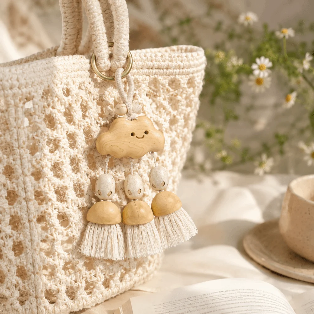 Forest Style Bell Bag Charm Portable Decor Soothing Sound Handmade Wind Chime Pendant Bohemian Style Handmade Woven Wind Chime