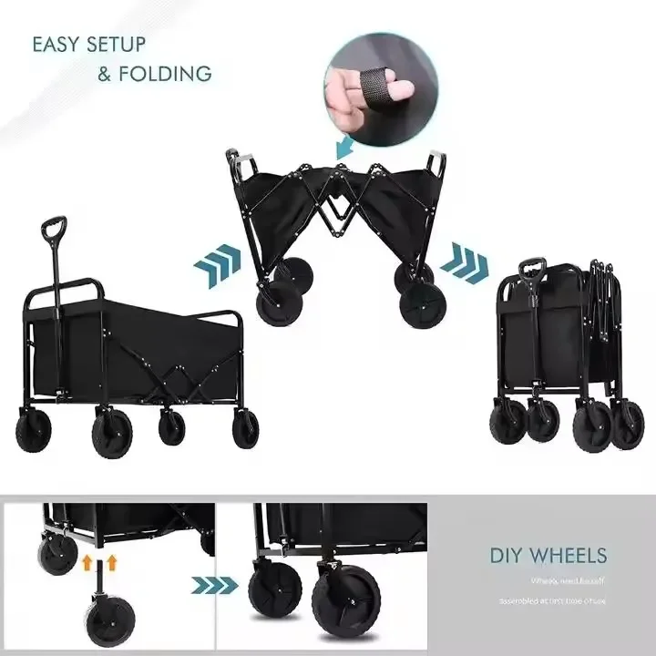 2026 Outdoor Beach Wagon Camping Cart Trolley Garden Trail Foldable Collapsible Folding Utility Cart Wagon