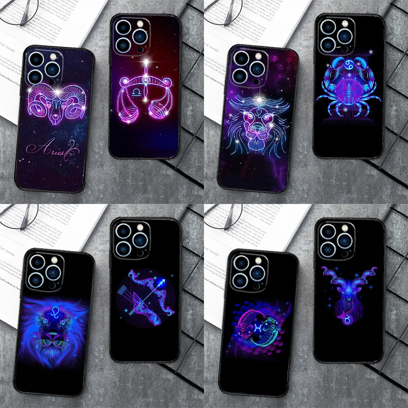 Zodiac Signs Phone Case For iPhone 16 15 11 12 14 Pro Max XR XS Max X Plus 13 14 Pro Soft Silicone Back Cover