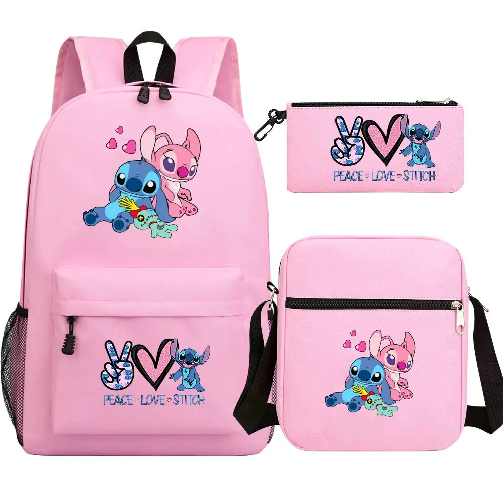 Lilo And Stitch Backpack Waterproof Leisure Shoulder Bag Women Men Laptop Mochila Bookbag Travel Rucksack for Female Mele 3pcs