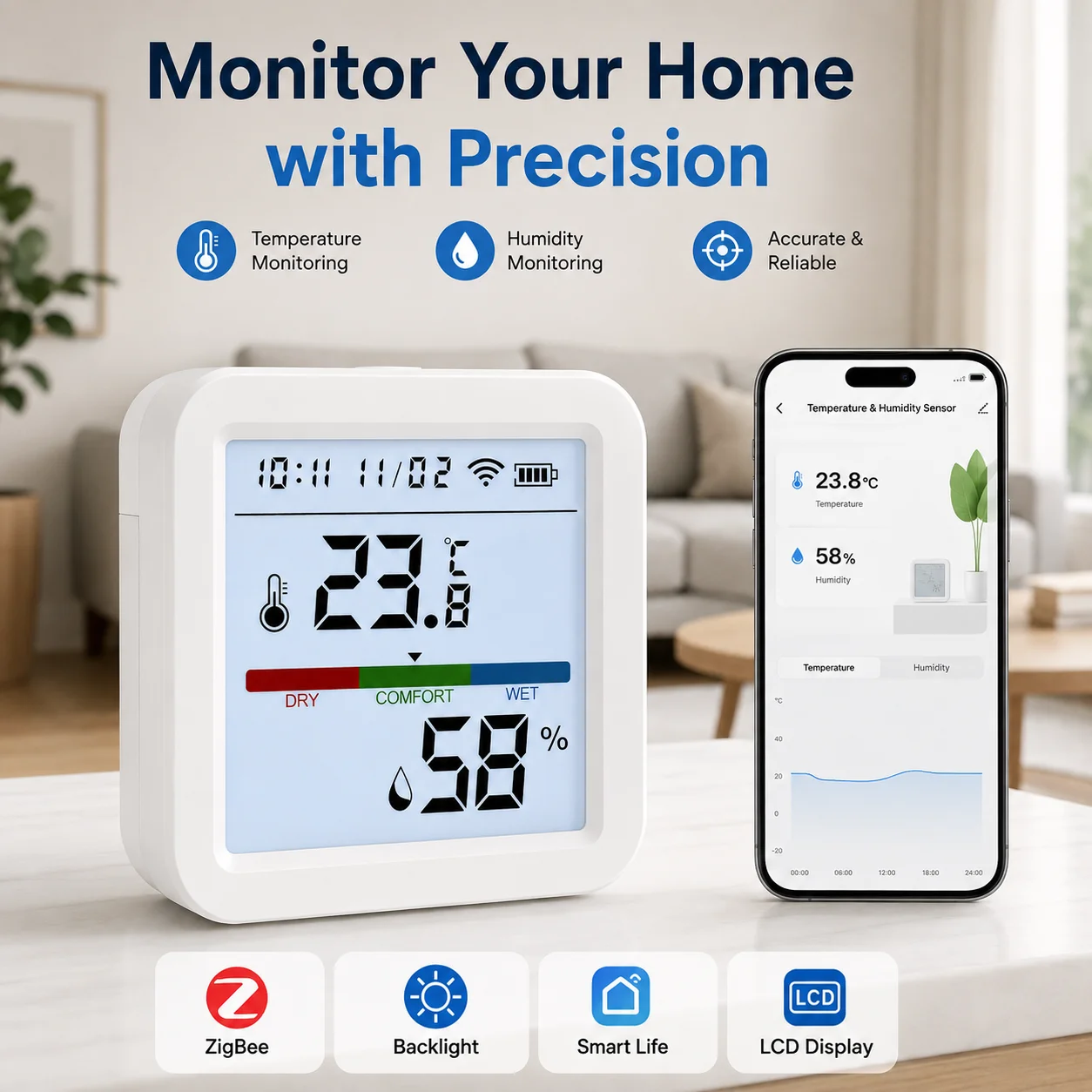 Tuya ZigBee Temperature Humidi - đánh giá và giá Zigbee Gateway