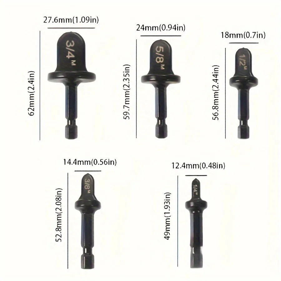 11Pcs HVAC Repairing Set Air Conditioner Copper Tube Expander with 7/8 3/4 5/8 1/2 3/8 1/4 Inch Copper Pipe Swaging Tool