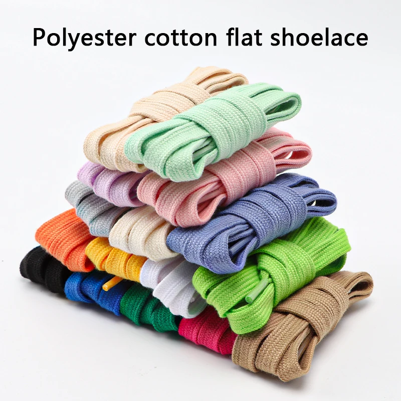 Flat Shoelaces for Sneakers Classic Canvas Sports Shoe Laces Casual Unisex Shoelace Solid Double Cotton Shoestrings