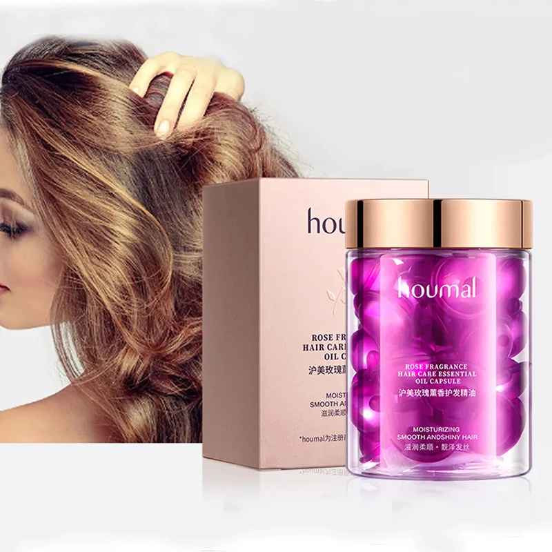 30Pcs Haar Rose Ätherisches Öl Glattes Seidiges Haar Vitamin Kapsel Pflegende Behandlung Reparatur Beschädigtes Haar Serum Stärken Haar