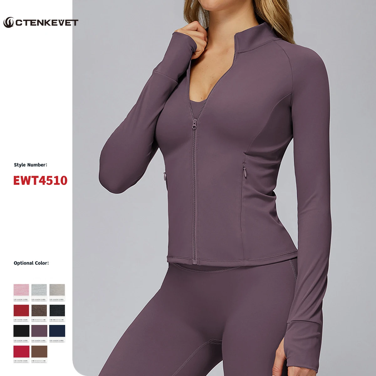 

Ctenkevet Women's High-Neck Sports Jacket Female with Pockets Warm Outdoor Coat for Fall/Winter Women's Fitness Sportswear