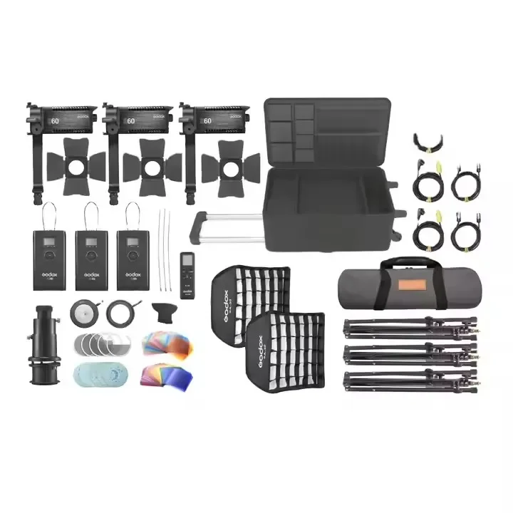 

S60-D 60 Вт портативный светодиодный комплект студийного освещения с тремя лампами, непрерывный регулируемый прожектор, атмосферная лампа для фотографии