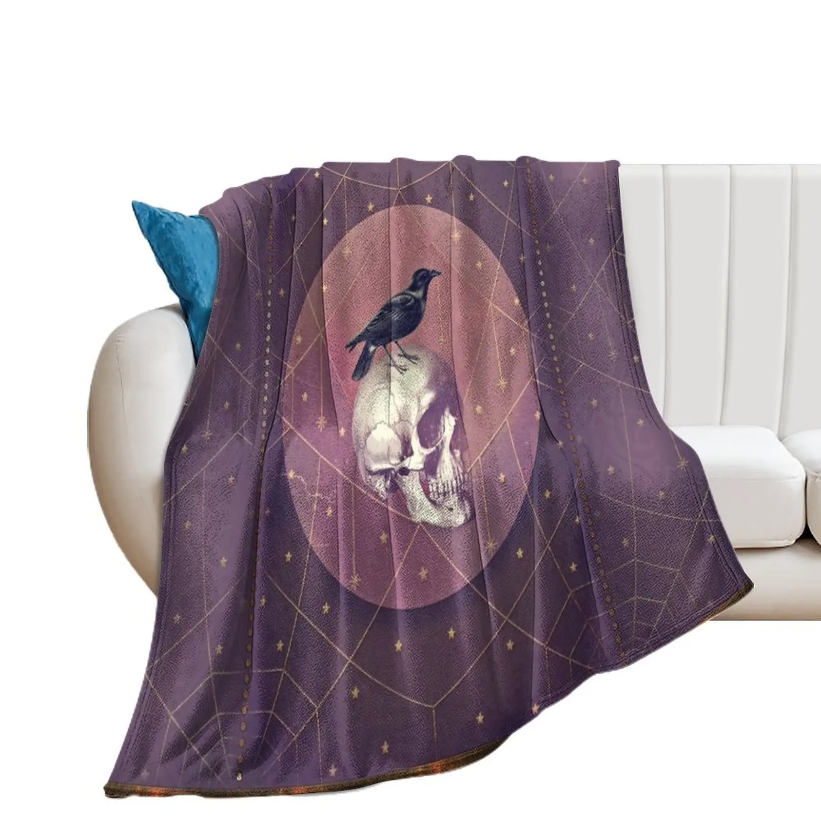 

Crow and Skull Collage Throw Blanket manga Large Blankets