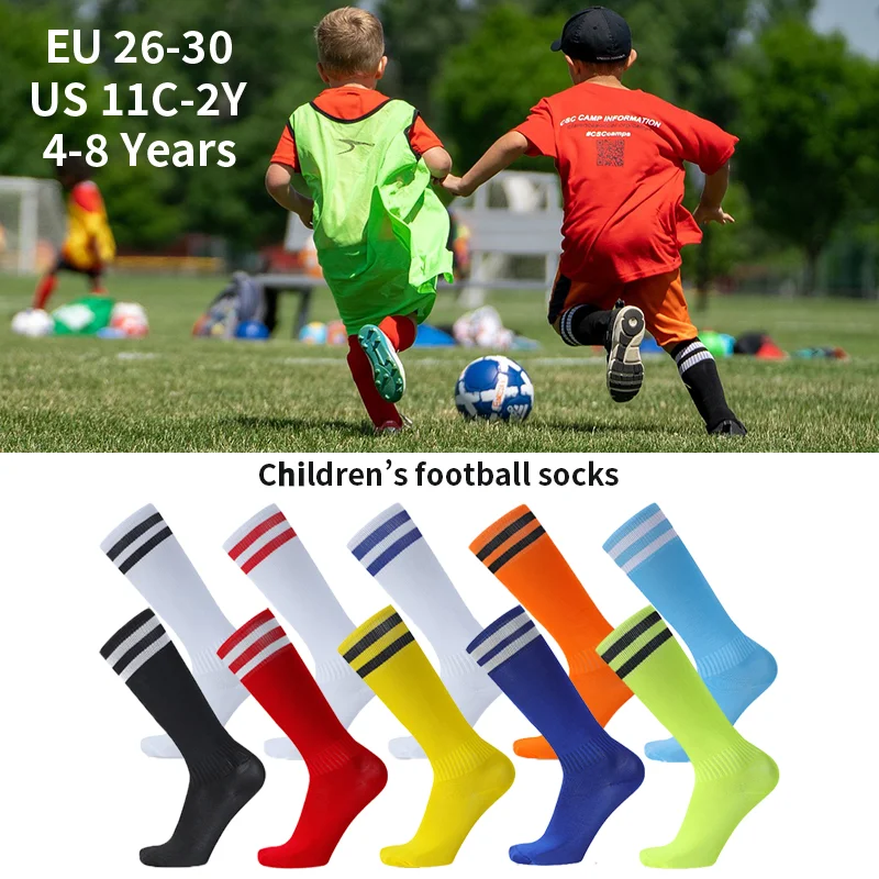 Chaussettes de football rayées en coton respirant pour enfants, chaussettes de baseball pour enfants, évacuation de l'humidité, fines et douces, garçons et filles