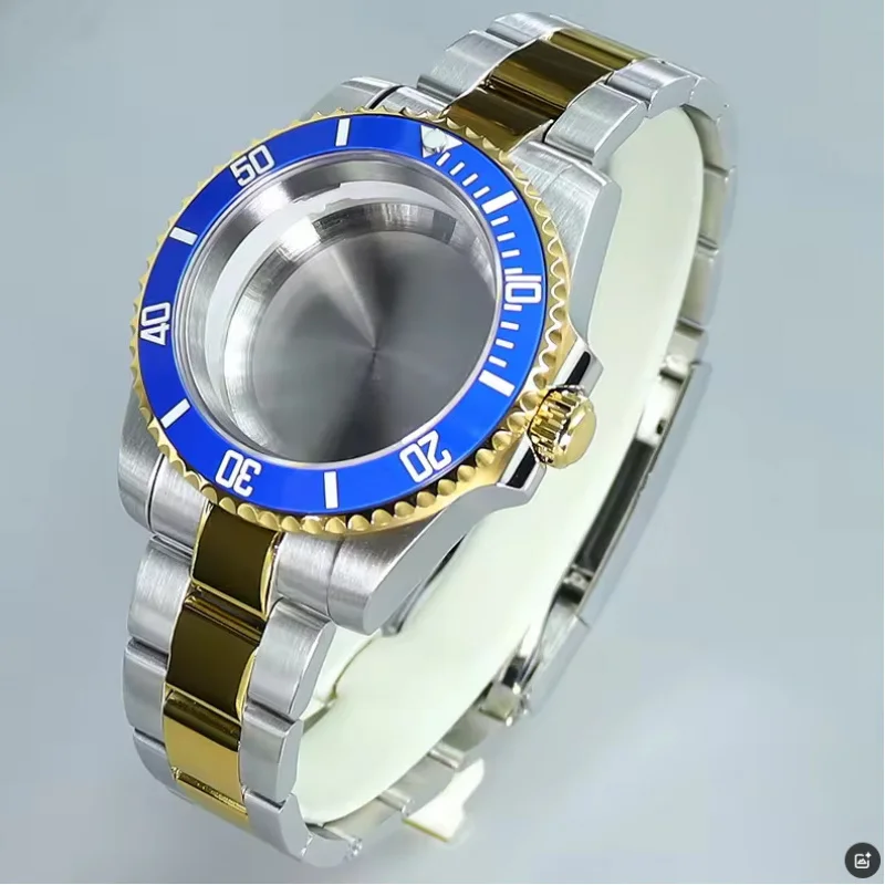 NH35Watch Case Between Gold Water Ghost Watch Case Mirror Sapphire Glass Fine-tuning Watch Strap Suitable for InstallationNH35