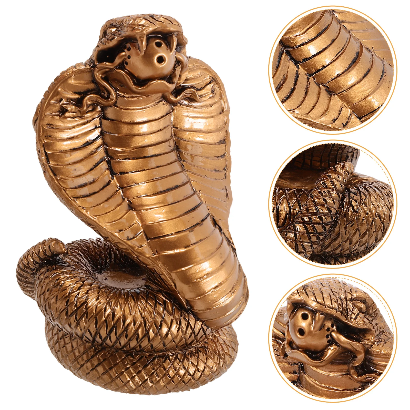 

Bronze Resin Snake Statue Smooth Compact Desktop Decor Lifelike Animal Sculpture Home Office Balcony Garden Display