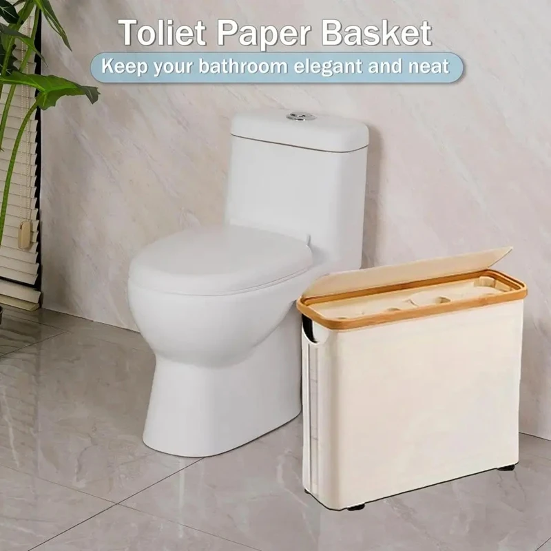 Toilet Paper Storage Basket With Lid Large Capacity Breathable Collapsibles Design Toilet Paper Holder Dispenser