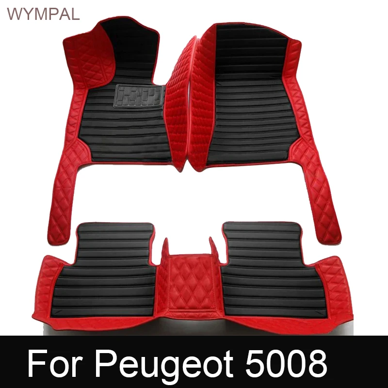 Car Floor Mats For Peugeot 5008 Seven Seats 2017-2023 18 19 20 21 22 23 Custom Auto Foot Pads Carpet Cover Interior Accessories