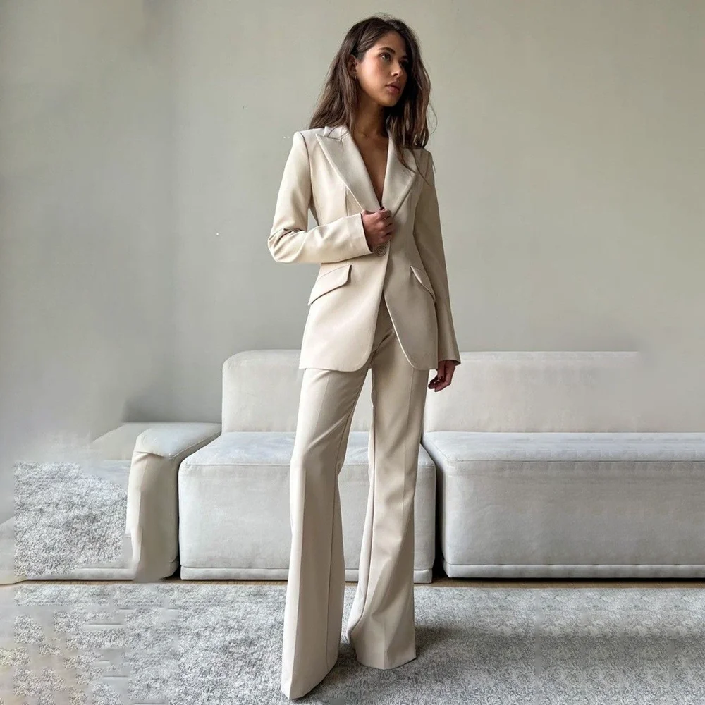 

Белый брючный костюм, женский роскошный комплект из 2 предметов, блейзер, офисные шикарные наряды, бутик, банкетный костюм, Trajes De Mujer Elegante