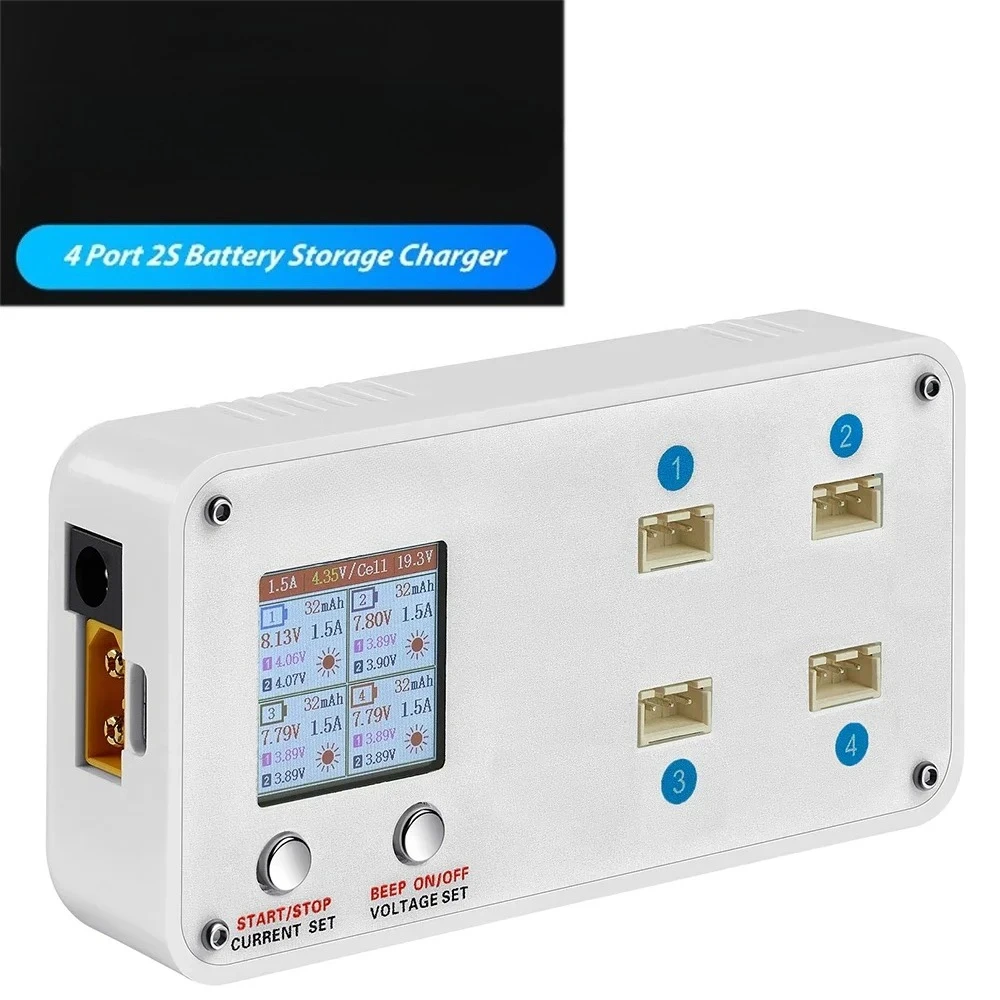 

4 Port 2S Balance Charger With Storage Mode LCD Display LiHV/LiPo Battery For RC FPV Freestyle Racing Drone