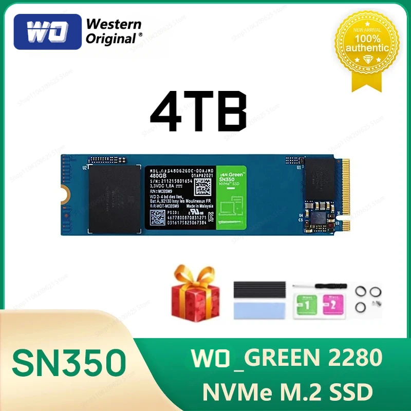 

Western Oigital 1TB 2TB 4TB 8TB 240GB 500GB DW Green SN350 NVMe SSD PCIe 3.0 M.2 2280 Computer Solid State Drive Up to 3200MB/s