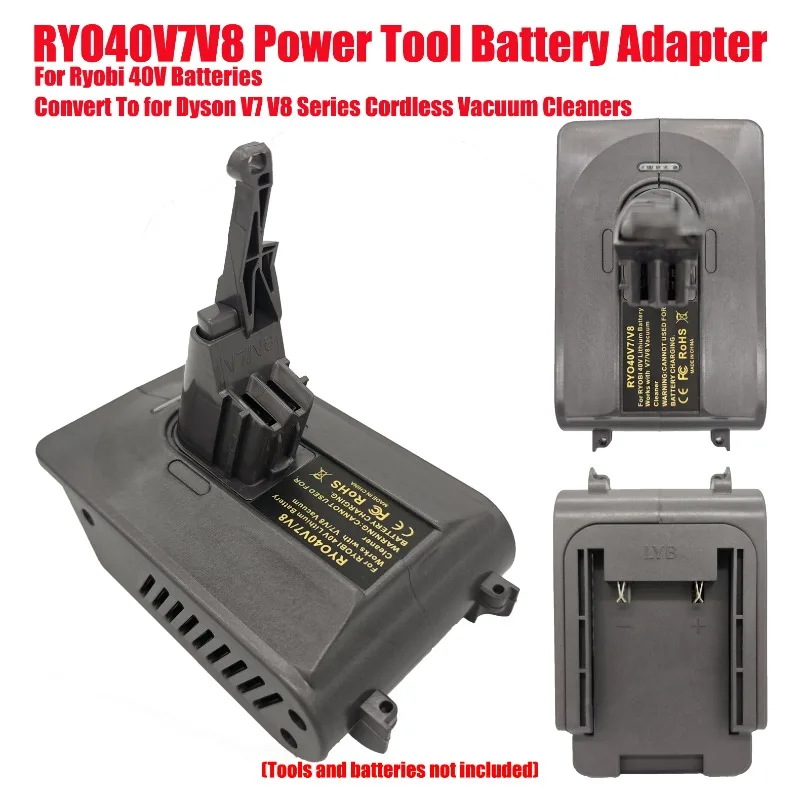 

HAKSINKY RYO40V7V8 Power Tool Battery Adapter for Ryobi 40V Batteries Convert To for Dyson V7 V8 Series Cordless Vacuum Cleaners