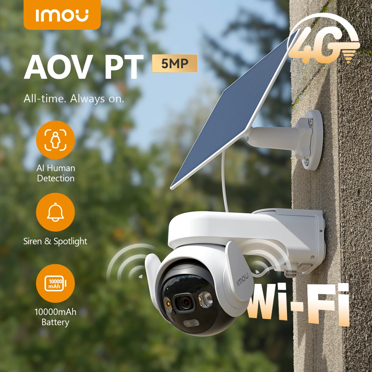 IMOU AOV KIT Cámara 3K Wifi o 4G cámara de seguridad exterior detección PIR inteligente batería/cámara IP alimentada por energía Solar conversación bidireccional