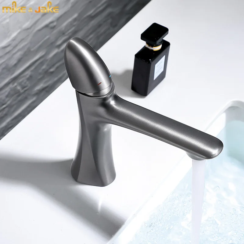 

Gunmetal bathroom faucet frosted gray alice basin mixer hot and cold single handle basin tap sink faucet gold tap crane