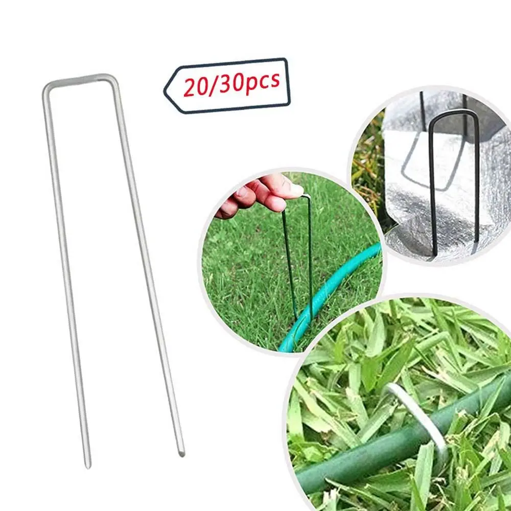 U shape Metal Lawn U Pins Ground Garden Artificial Grass Turf nails Staples Hooks Steel Pegs