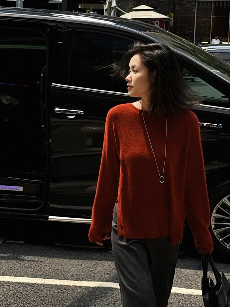 

Женский свитер Ele Simple High-quali Camere: модный, осенний, с круглым вырезом, длинными рукавами, свободного кроя, тонкий, стандартный размер