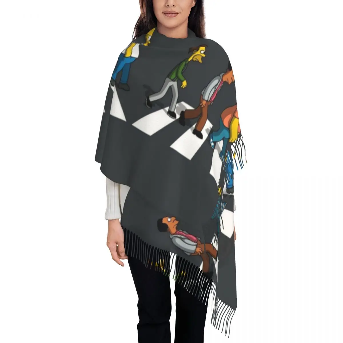 

Custom The Simpsons Scarf Wrap Women Long Winter Fall Warm Tassel Shawl Unisex Scarves
