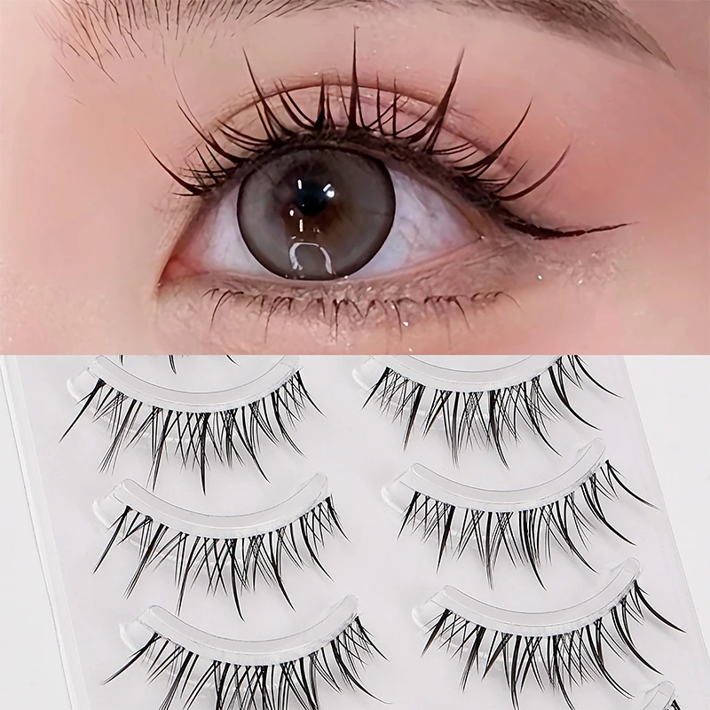 رموش صناعية شفافة على طراز الشيطان الهزلي التايلاندي، رموش ناعمة قابلة لإعادة الاستخدام للحفلات التنكرية والمراحل، رموش مكياج كاملة الشريط