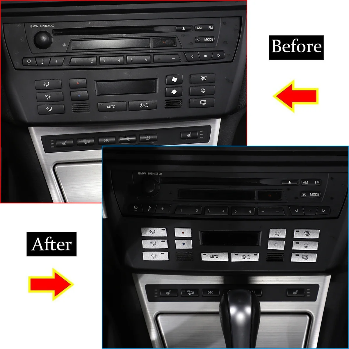 Alloy Car Headlight Switch Seat Heating Button Stickers For BMW X3 E83 2006-2010 Air Conditioning Button Patch Kit Accessories - view 6