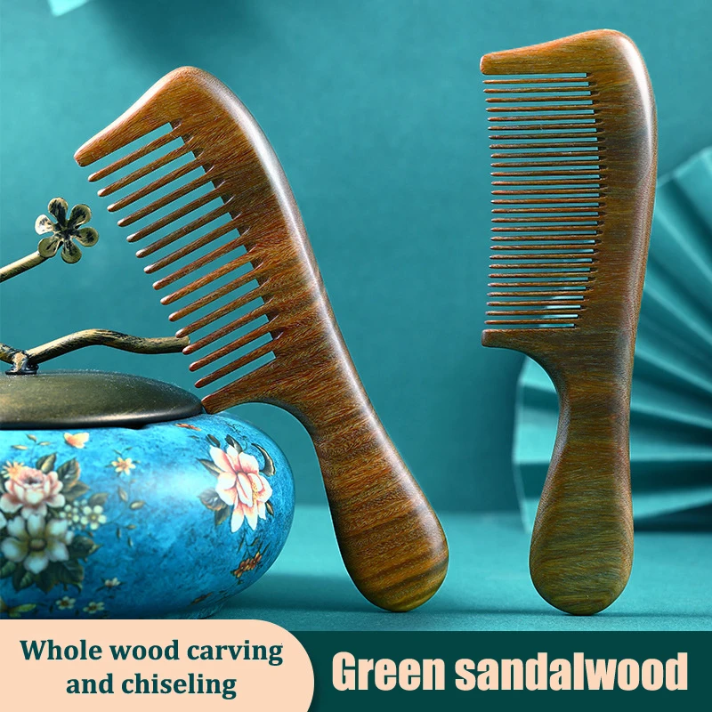 Sisir Kayu Cendana Hijau Sisir Kayu Persik Sisir Pijat Acupoint Sisir Kayu Cendana Rumah Tangga Anti Statis Alami Ukiran Pola