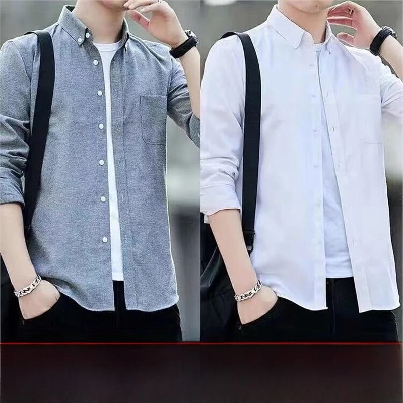 

Ox Cloth Long irt Men's Casual Versatile Spring Autumn Long Sve Loose Fit Button up Classic Sle Polyester Fiber