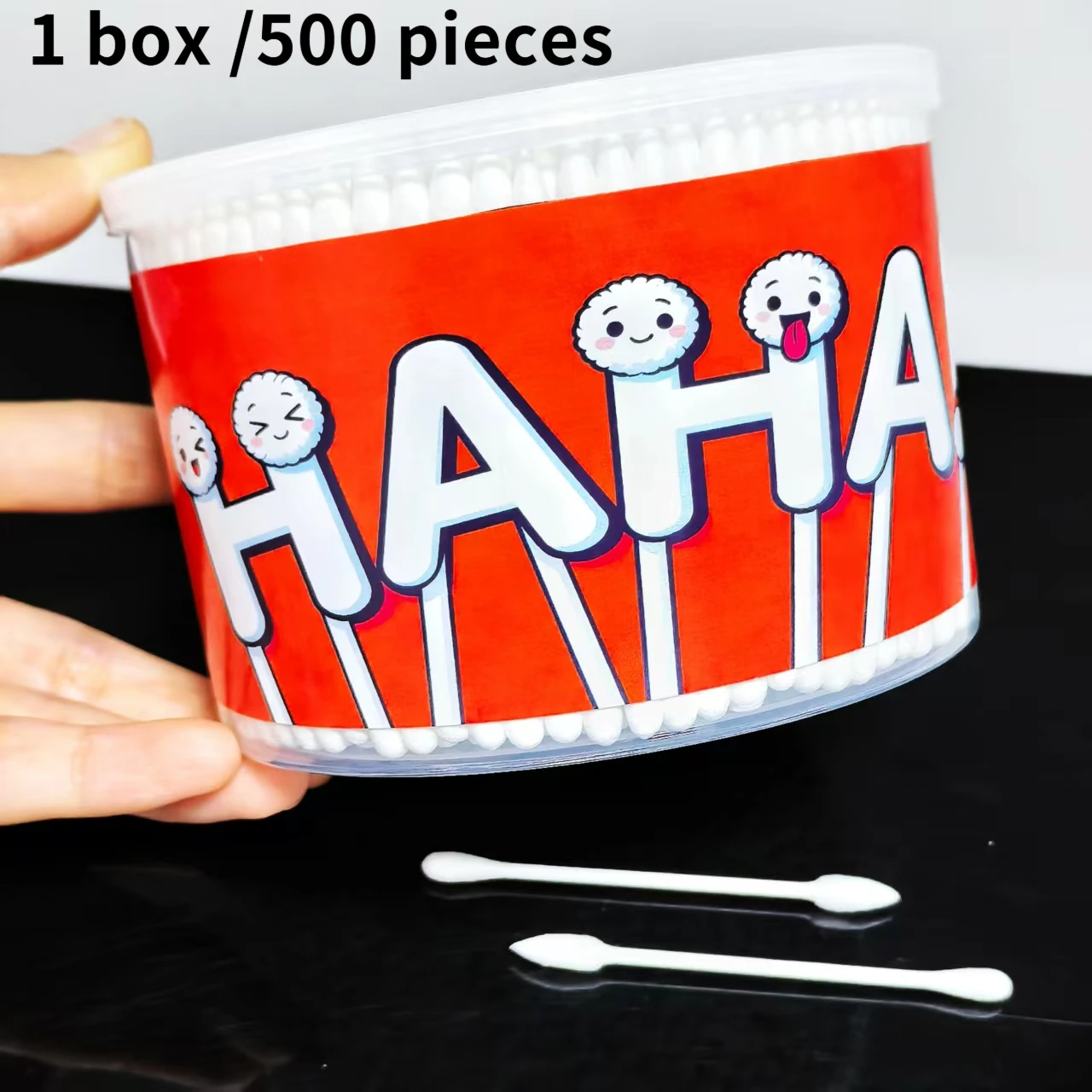 500 Stück doppelköpfige Wattestäbchen, Wattestäbchen für Erwachsene, zylindrische Wattestäbchen mit kreativem Muster