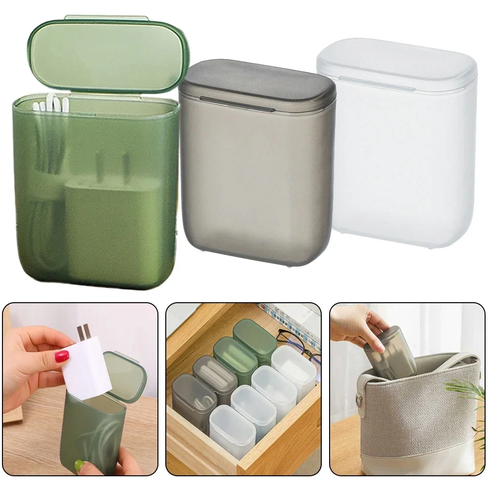 

New 1pc Mobile Data Cable Storage Box Headphone Charger Transparent Storage Box With Lid Drawer Jewelry Organizer Box Organizer
