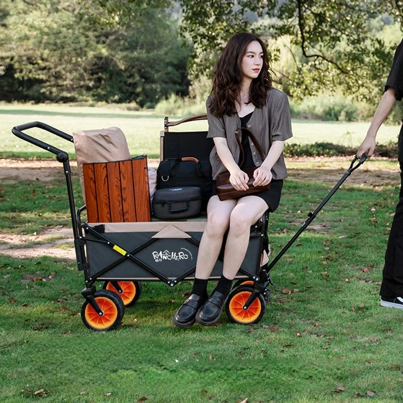 Multifunctional Camping Cart, Outdoor Supermarket Trolley, All Steel Frame Folding Cart, Portable Shopping Solution.