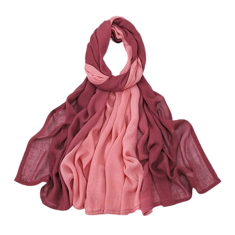 2025 High Quality Best Selling Gradient Cotton Scarf - Autumn Solid Color Headband, Women's Single Color Wide Edge Head