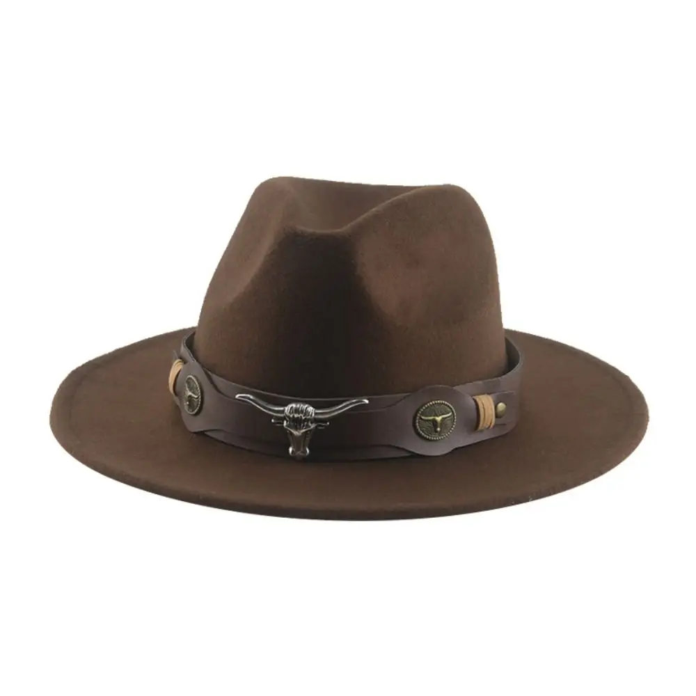 Fashion PU Cowhead Belt Handwoven Handmade Hat Decoration Adjustable Belt Accessories Men