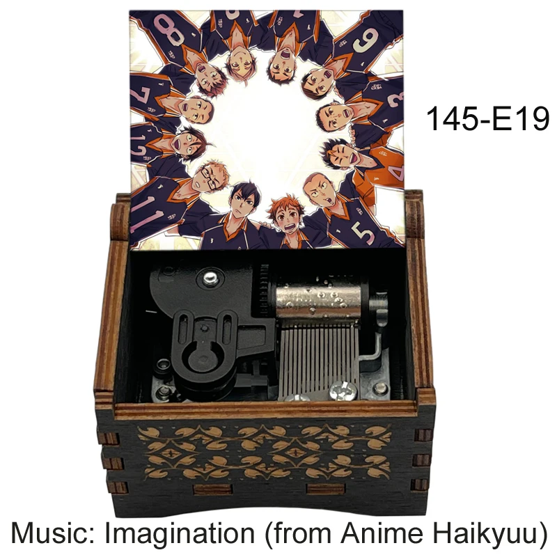 Anime Haikyuu Imagination Black Wood Music Box Team Lucky Mascot Gift New Year's Gift For Boy Room Decoration Ornaments