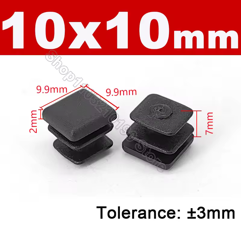 Black Square Pipe Tube Cap Plastic Tubing End Cover Glide Insert Blanking End Plugs Bung 10/13/15/16/18/19/20//22/23/25/28-200mm - Image 32