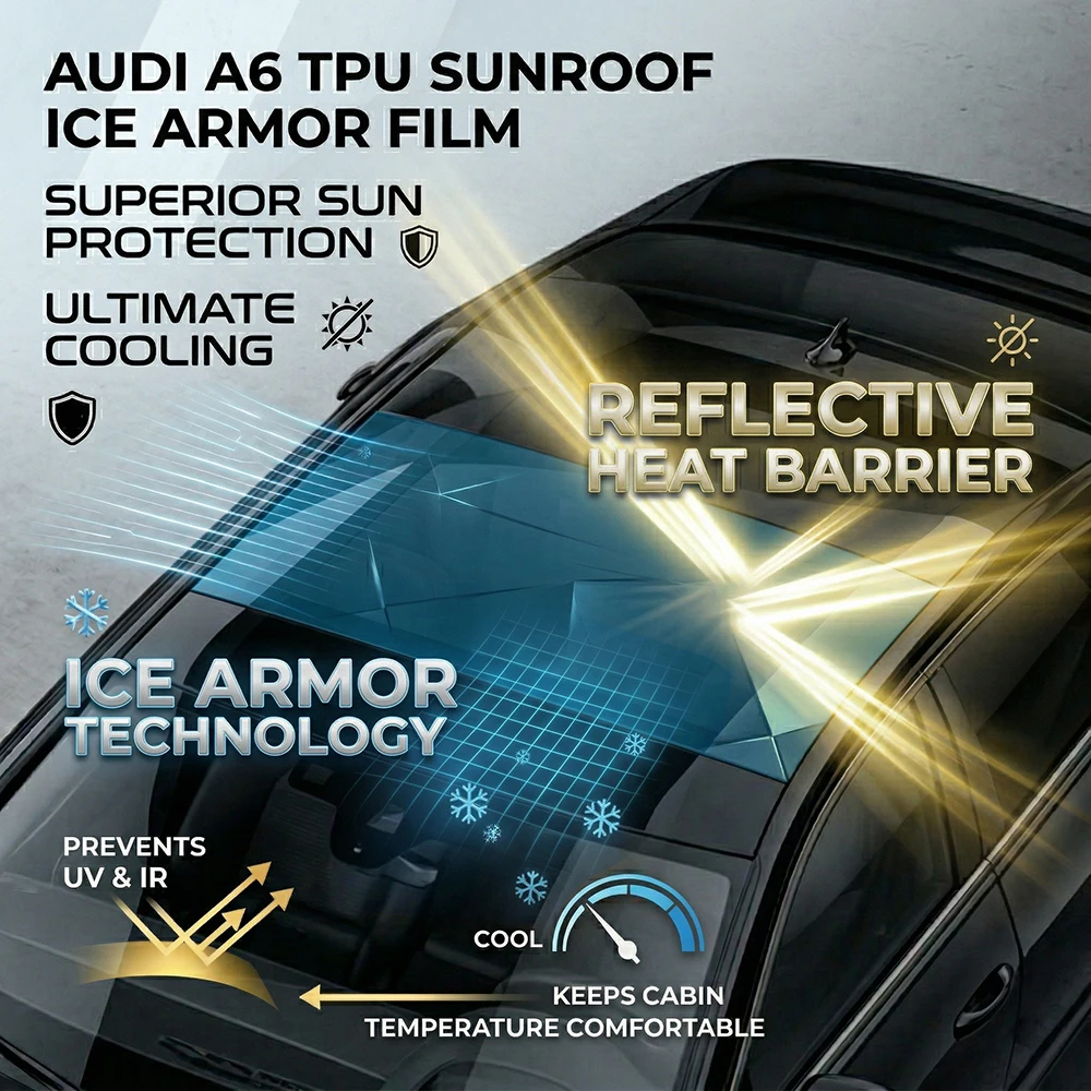 7.5mil TPU PPF Car Sunroof Film For Audi A6 C8 18-25 Self-Heating Heat Insulation Anti-UV Anti-Scratch Skylight Protective Film - view 2