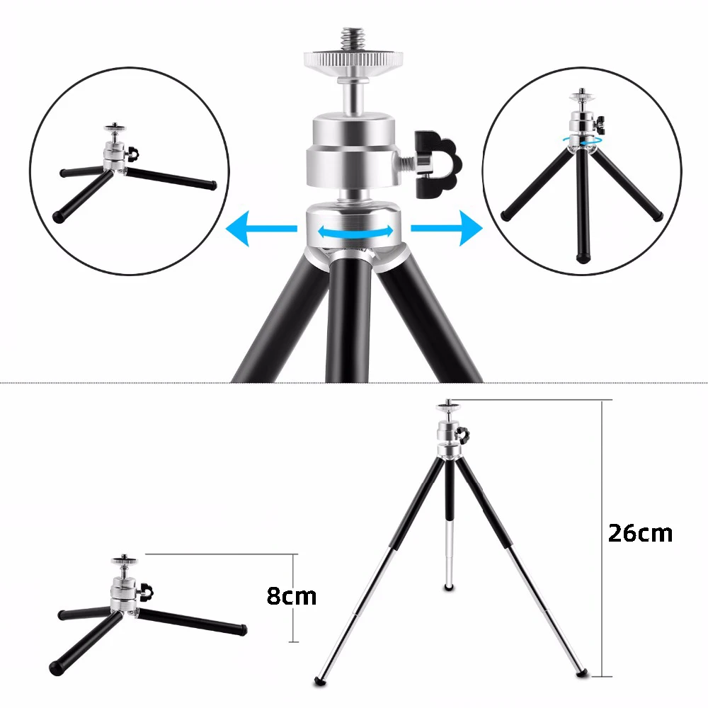 Mini Tripod With Holder For Xiaomi Huawei Samsung Iphone Smartphones Portable Tripod For Gopro hero 3/4/5 6 7 SJcam DV Cameras