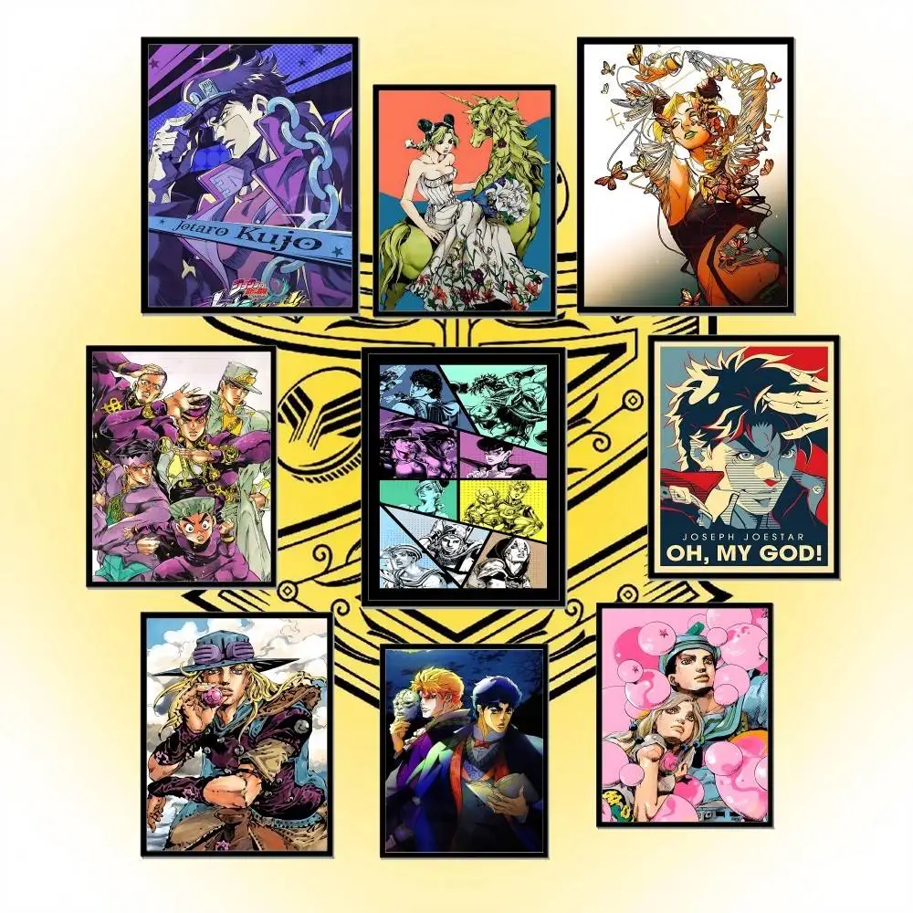 Anime JoJos- BizarreS- AdventureS Poster High Quality Print Poster Waterproof Wall Art Movie Posters For Living Bedroom Retro Ro