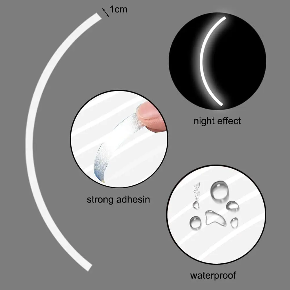 16 قطعة 17-19 ''عكس عجلة ريم شريط ملصق لاصق لامع ورائع لعجلات الدراجات النارية سيارة الدراجات دراجة دراجة ليلة السلامة الديكور #3