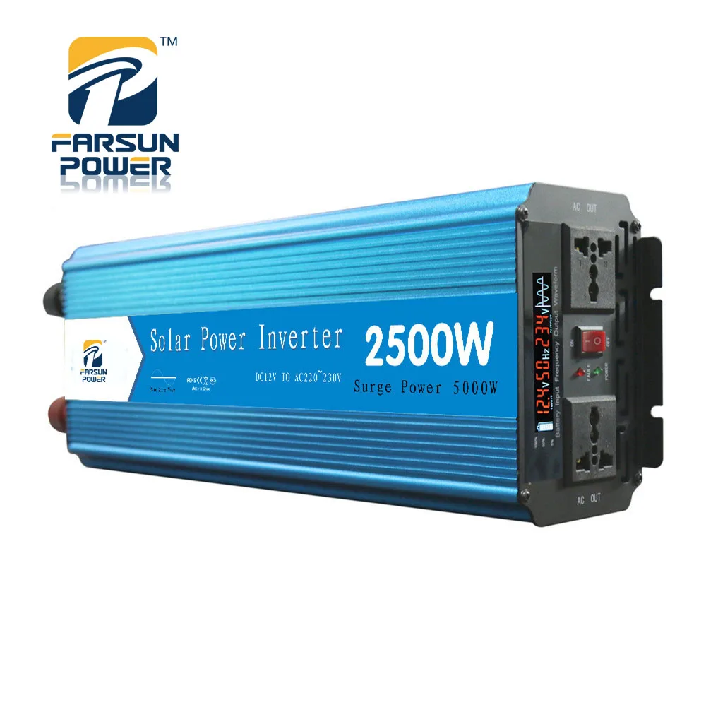 Inverter pure sine farsun car inverter 12/24V to 220V hybrid inverter power 2500W welding inverter for home