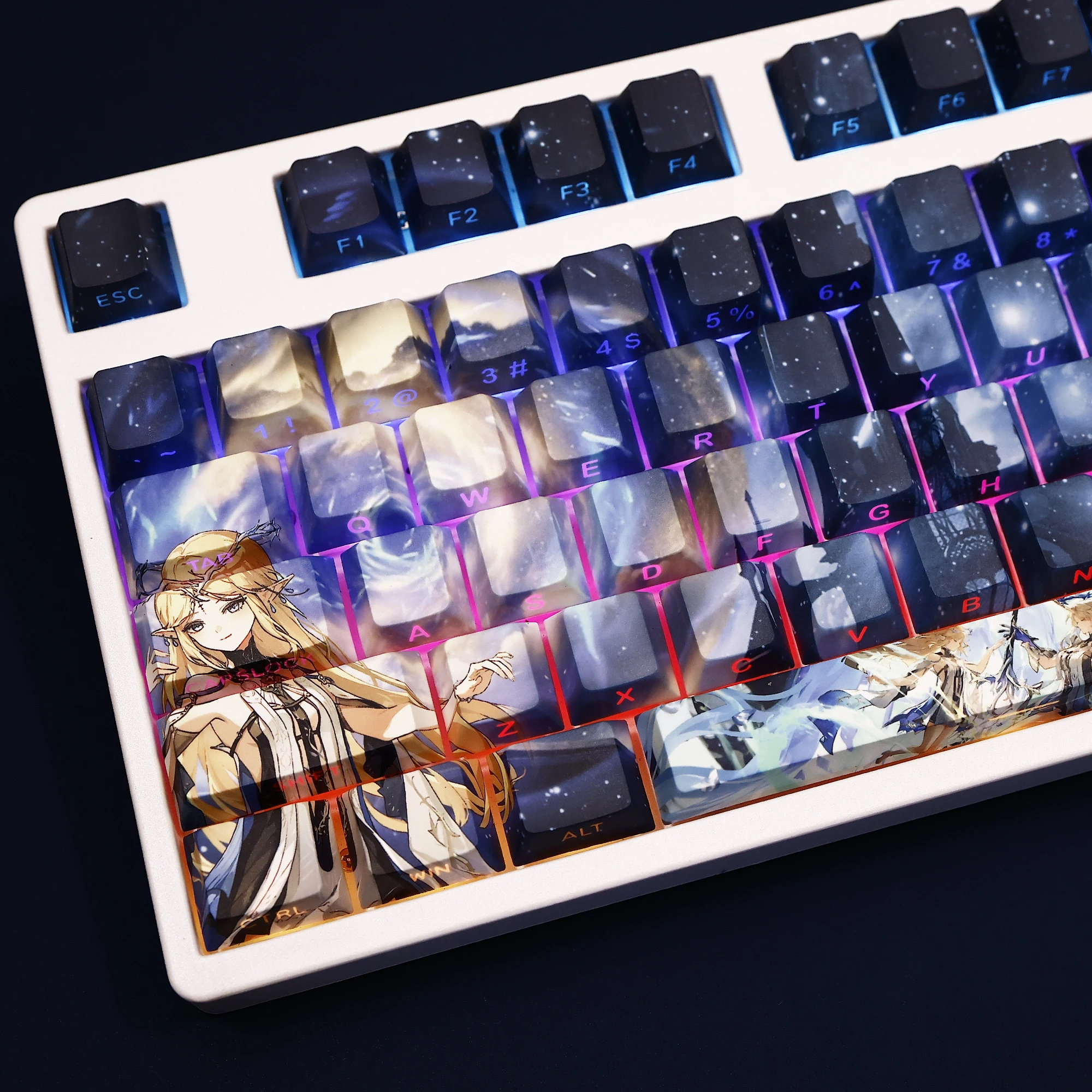 Cartethyia 108 Keycap Wuthering Waves PBT DYE Sublimation Light Transmitting Cherry Cross Axis Switch for Mechanical Keyboard