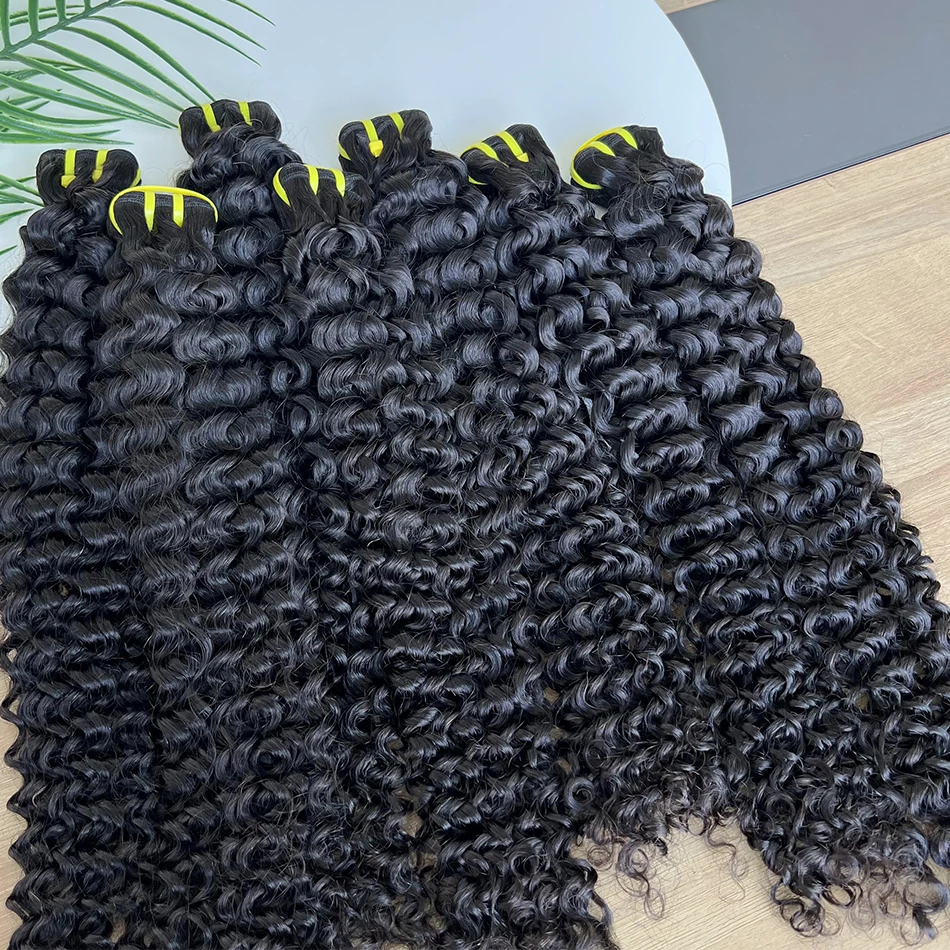 Yiwigs 10A Grade Deep Curly 100% Thick Sew In Human Hair Bundles 10-30 inches Black 3 Bundle Deals Raw Hair Weave Extensions